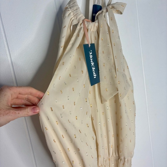 NWT ModCloth Illuminated Elegance Chiffon Maxi Dress Ivory Wedding Bridesmaid - Picture 5 of 11